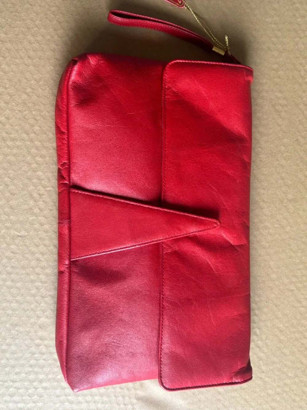 Retro Vintage 1980s Cherry Red Leather Clutch
